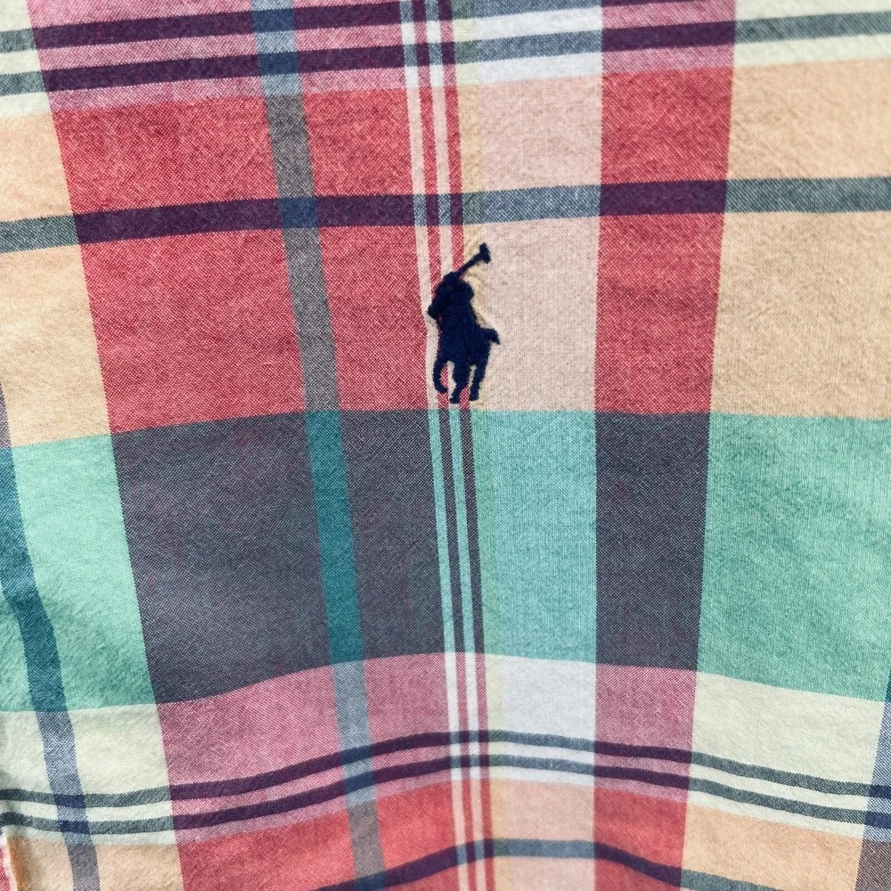 Ralph Lauren Mens Madras Plaid Shirt XL Multicolor Coastal Retro Preppy Heritage